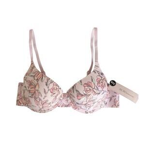NWT BCBGeneration Color Outline Floral Push Up‎ Bra Pink Size 36B
